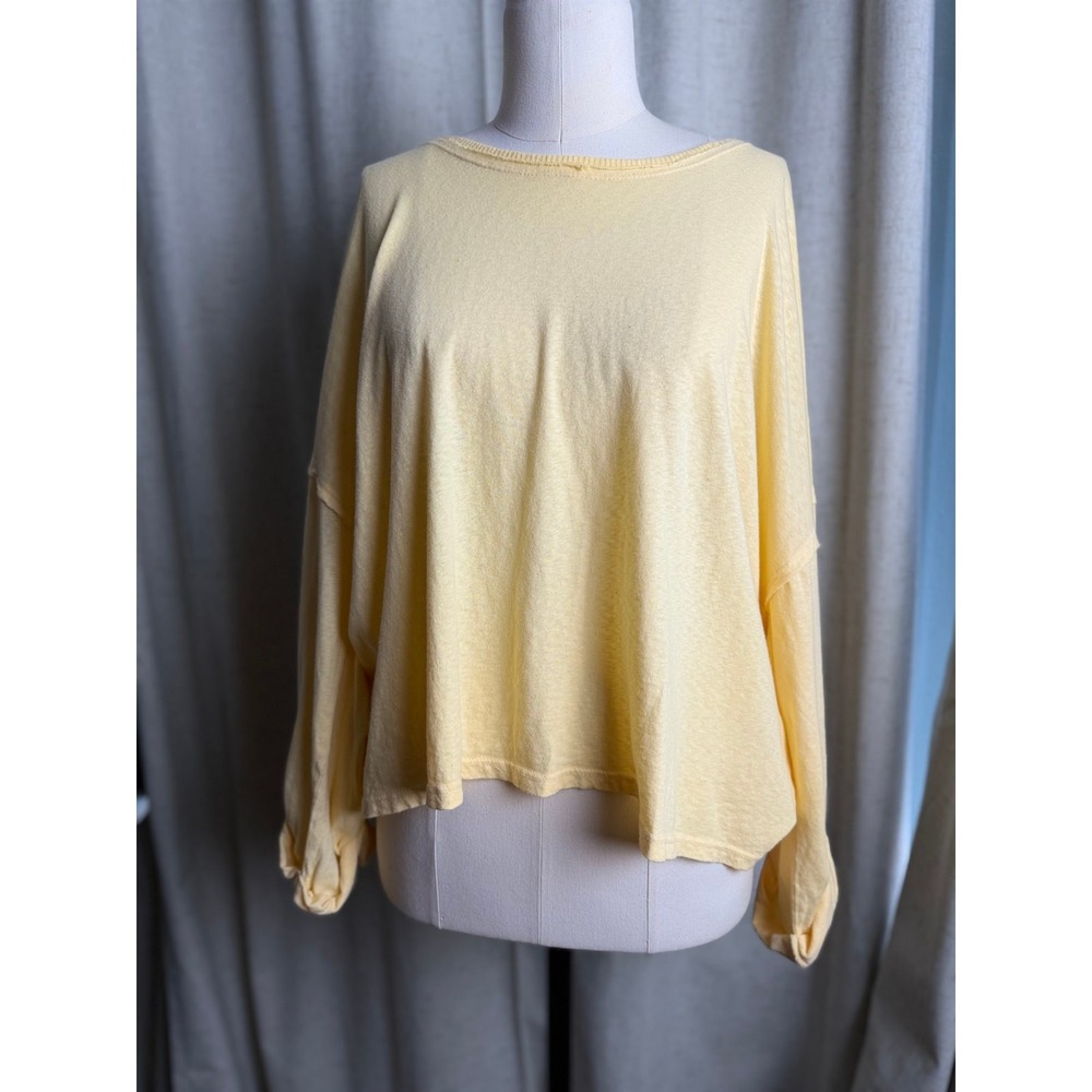 Blank Paige Yellow Oversized Slouchy Long Sleeve Top Size M Made in USA